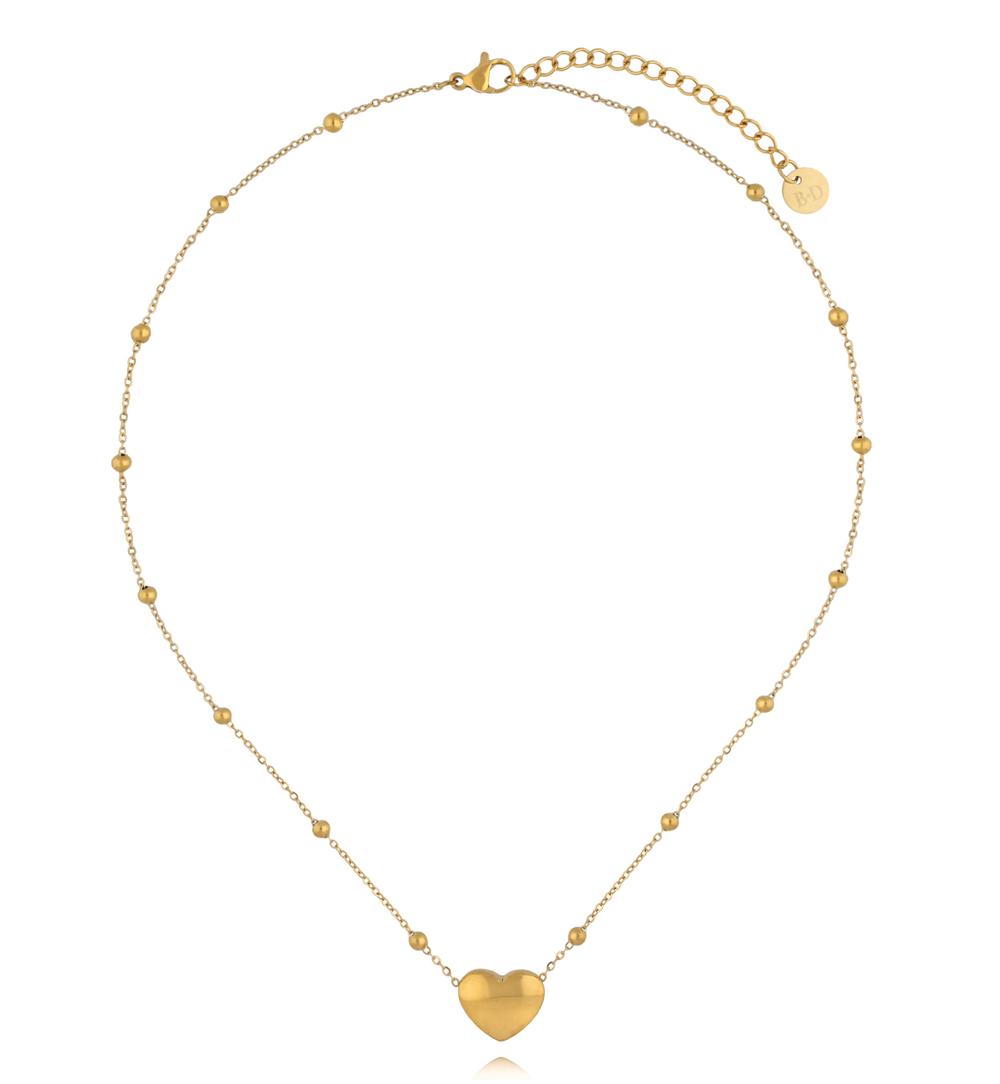 Naszyjnik z sercem i kuleczkami w kolorze złota NSY0916