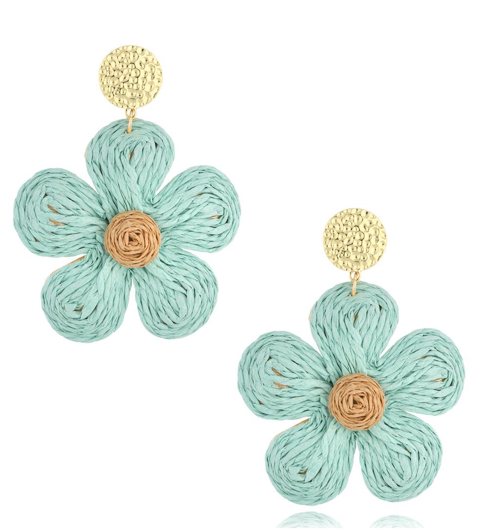 Kolczyki turkusowe ze sznurkiem Summer Flower KSO0019