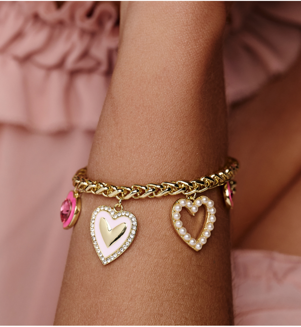 Bransoletka z zawieszkami w kształcie serc BSS0271