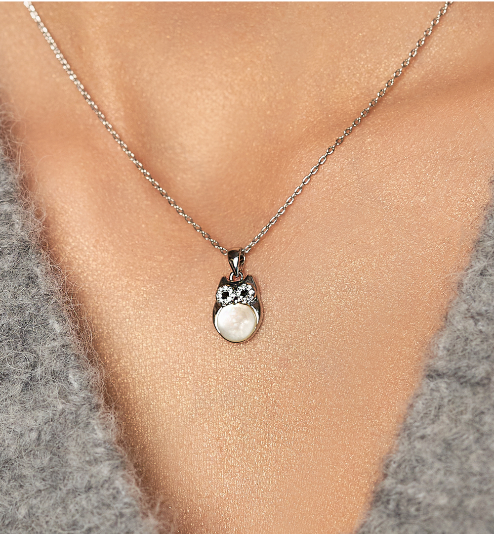 Naszyjnik srebrny z sową Glam Charms NS0284