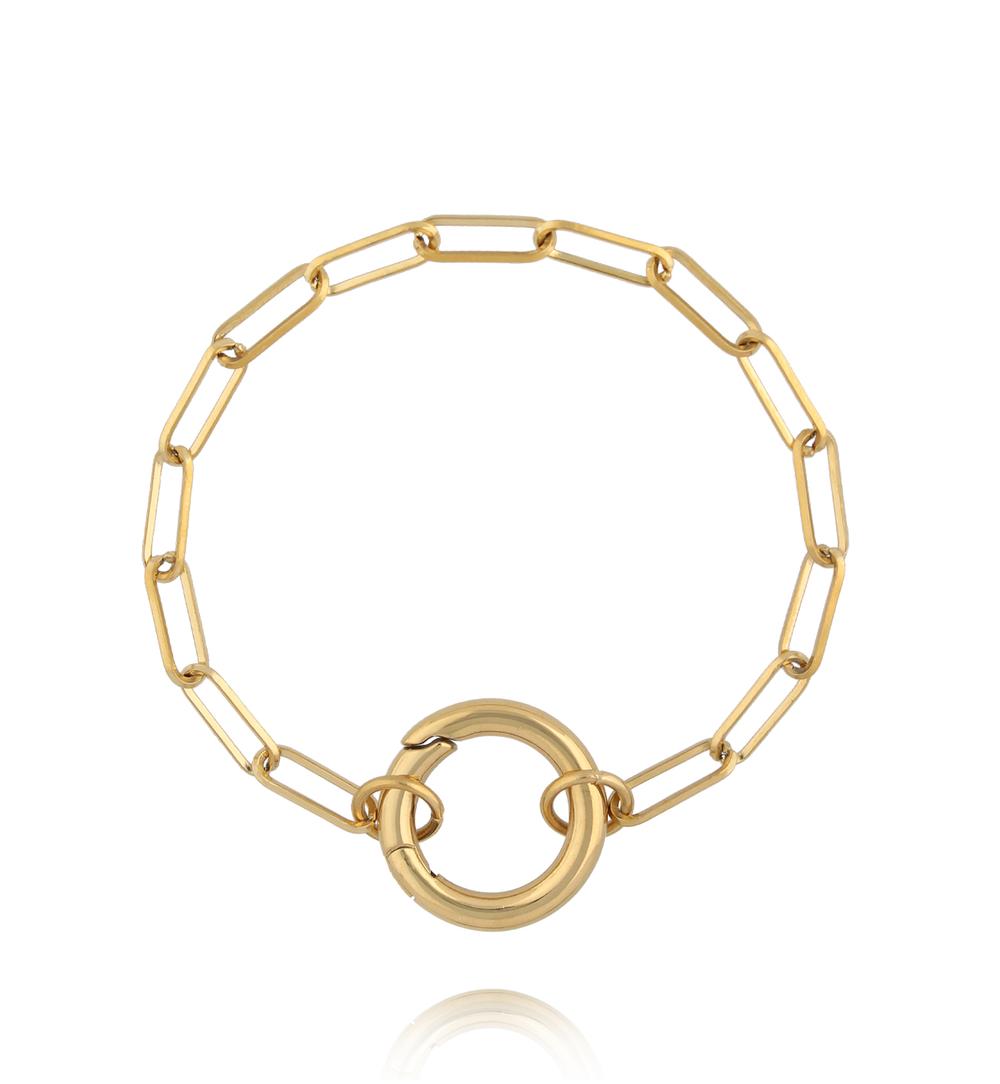 Bransoletka z geometrycznym łańcuchem i okrągłym zapięciem BEA0056