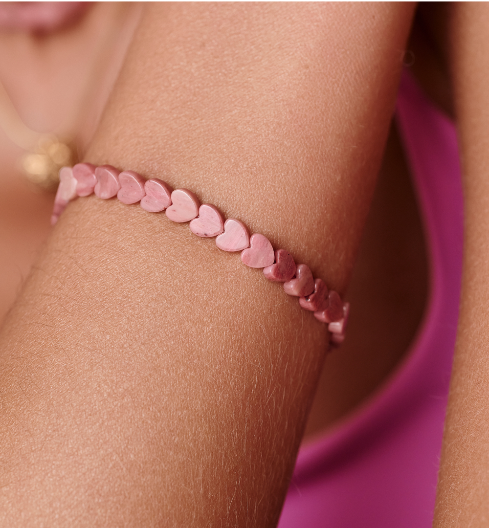 Bransoletka z sercami- rodonity BTW3737