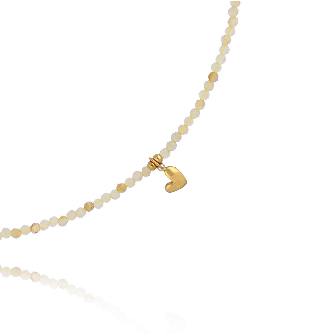 Naszyjnik z cytrynami i złotym serduszkiem NTW1556