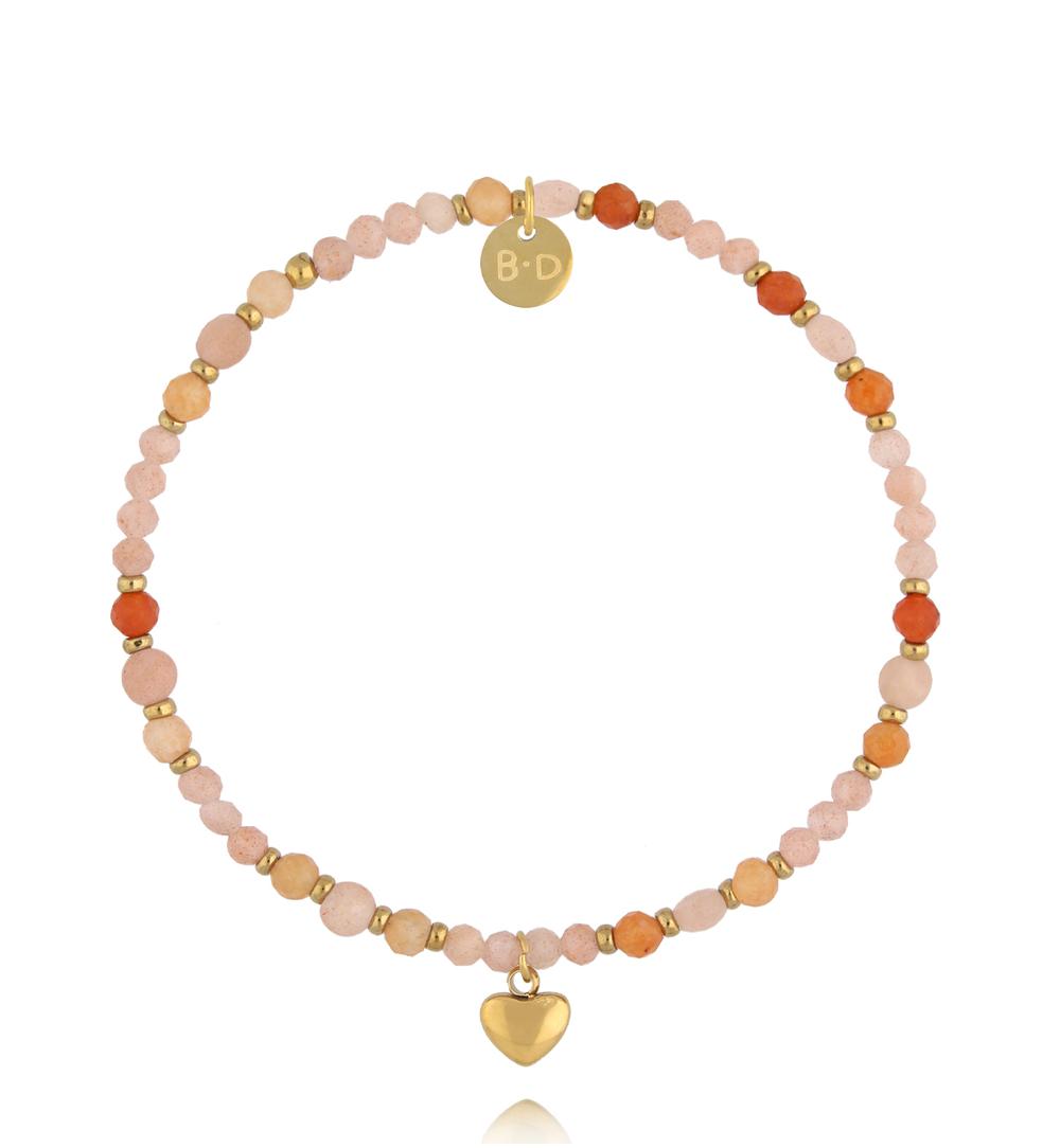 Bransoletka z kamieniami słonecznymi i sercem BTW3751