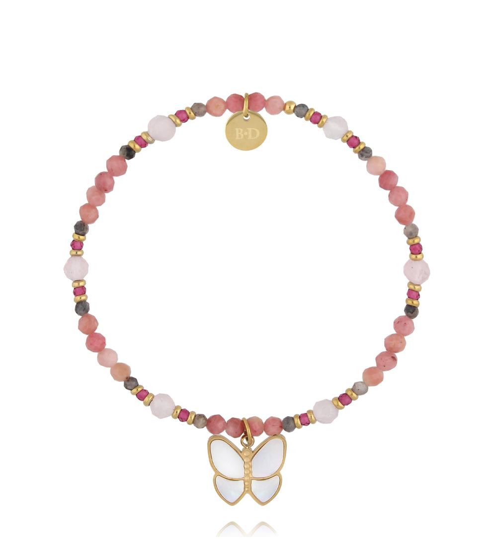 Bransoletka z rodonitami i motylkiem BTW3673