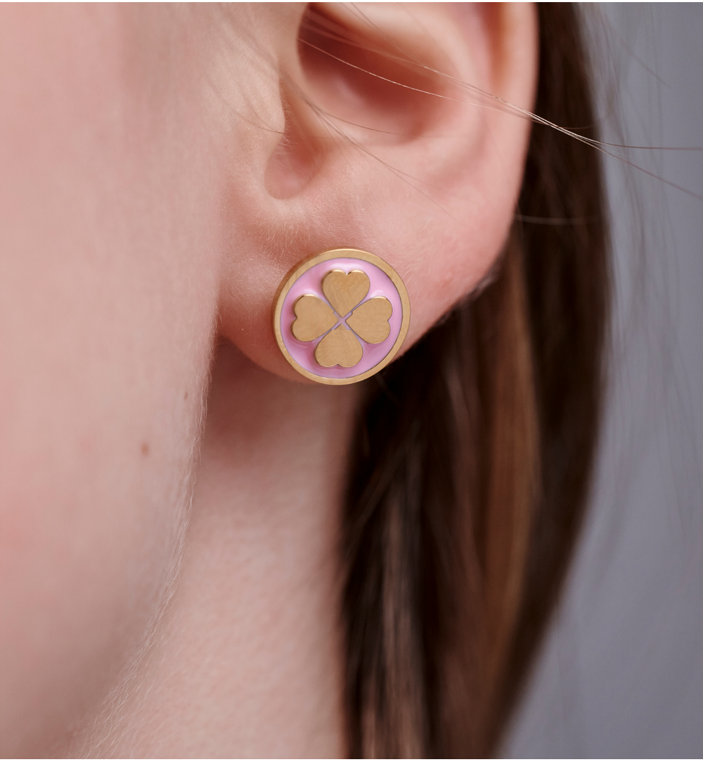 Zestaw biżuterii dla mamy i córki z różową koniczynką ZN0214