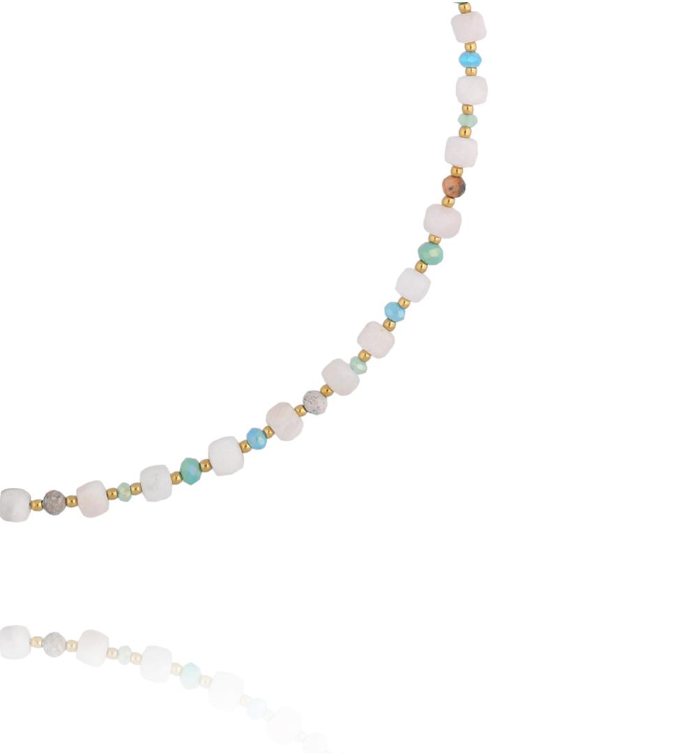 Naszyjnik z kamieniem księżycowym i delikatnymi akcentami szklanymi NPA1466