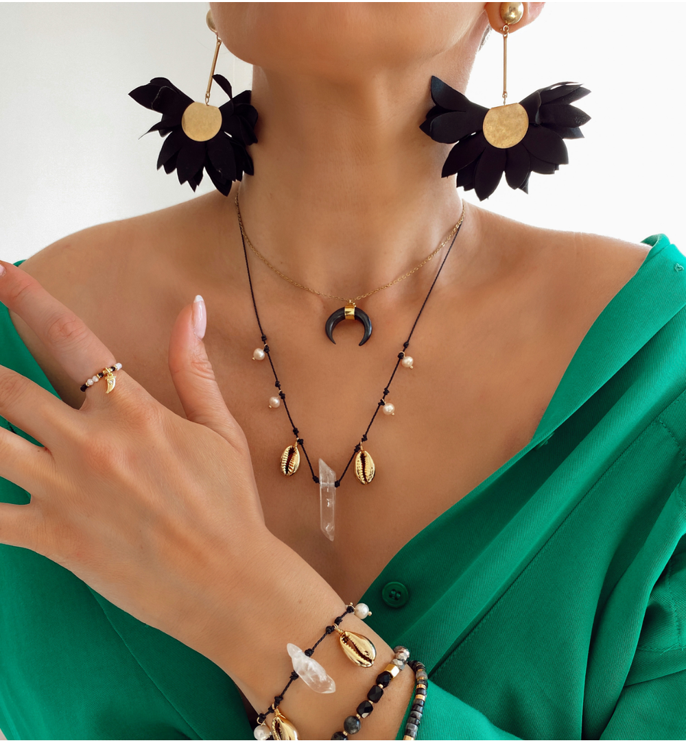 Naszyjnik z czarnym księżycem NLB0028