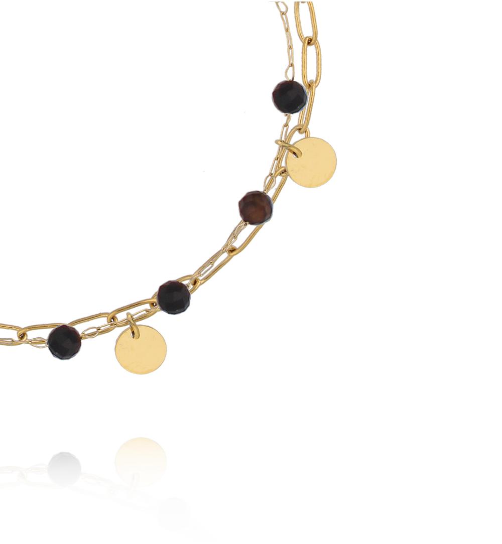 Bransoletka z czarnym agatem złota BEA0040