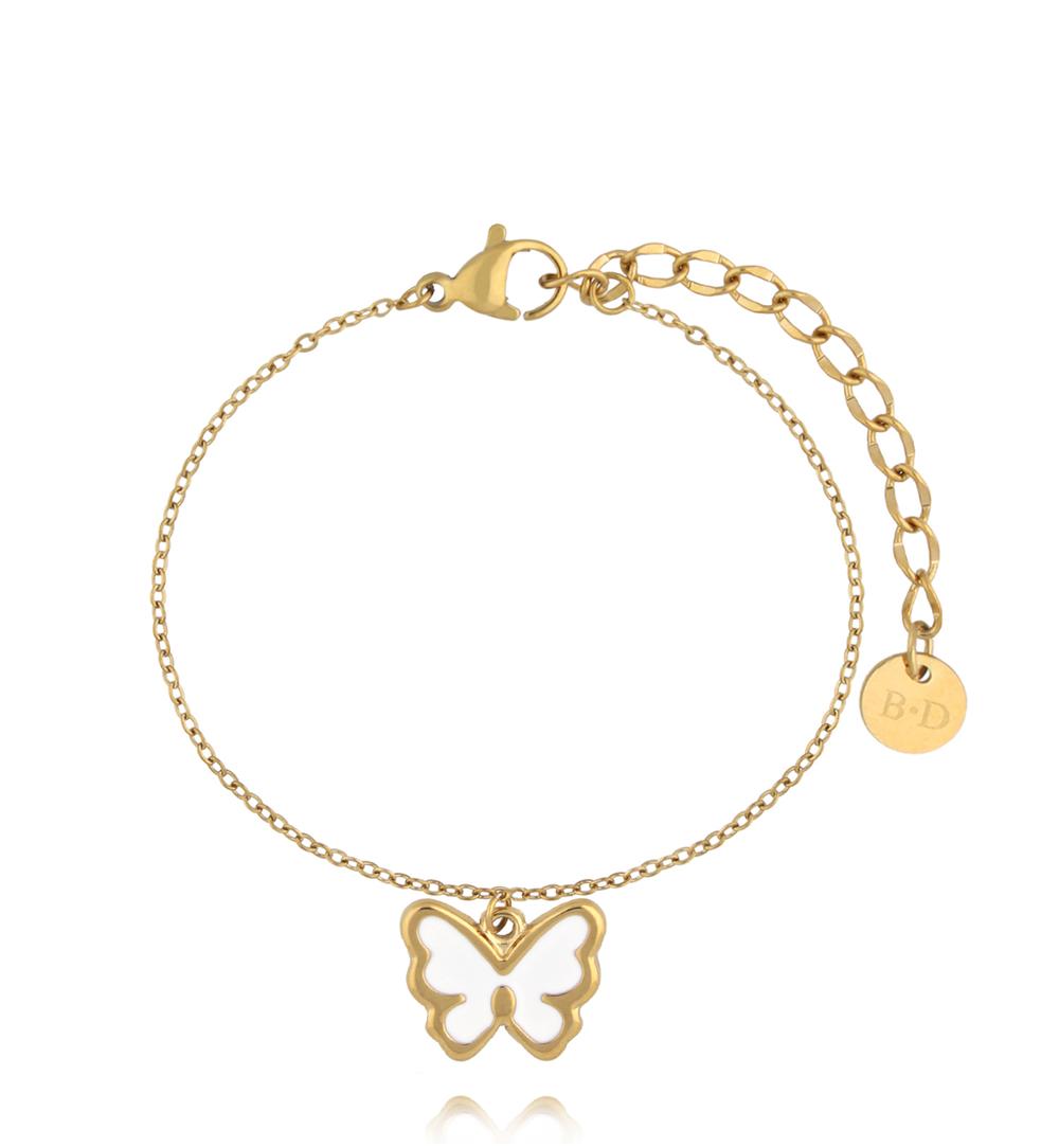 Delikatna bransoletka z motylem na złotym łańcuszku BSY0566