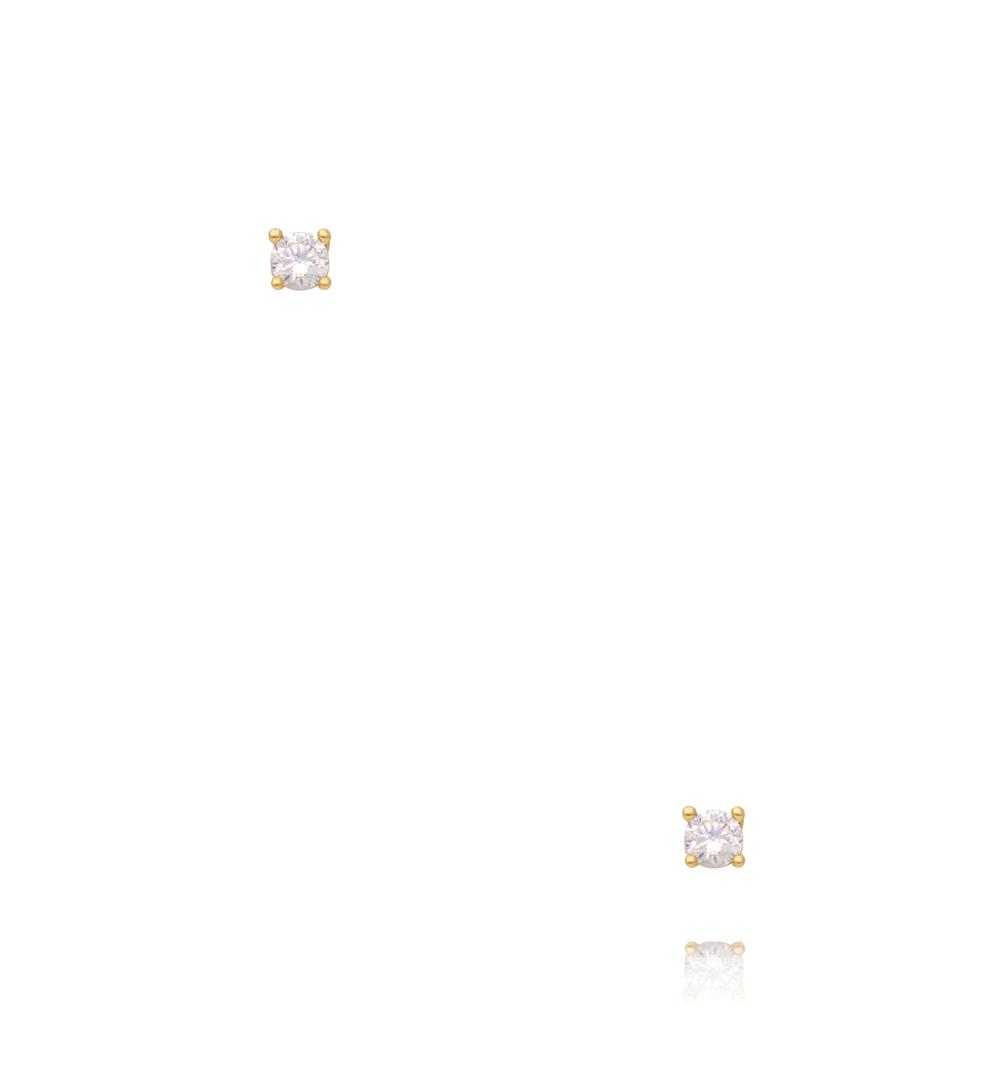 Zestaw złoconych kolczyków z cyrkoniami i czerwonym akcentem KMB0033