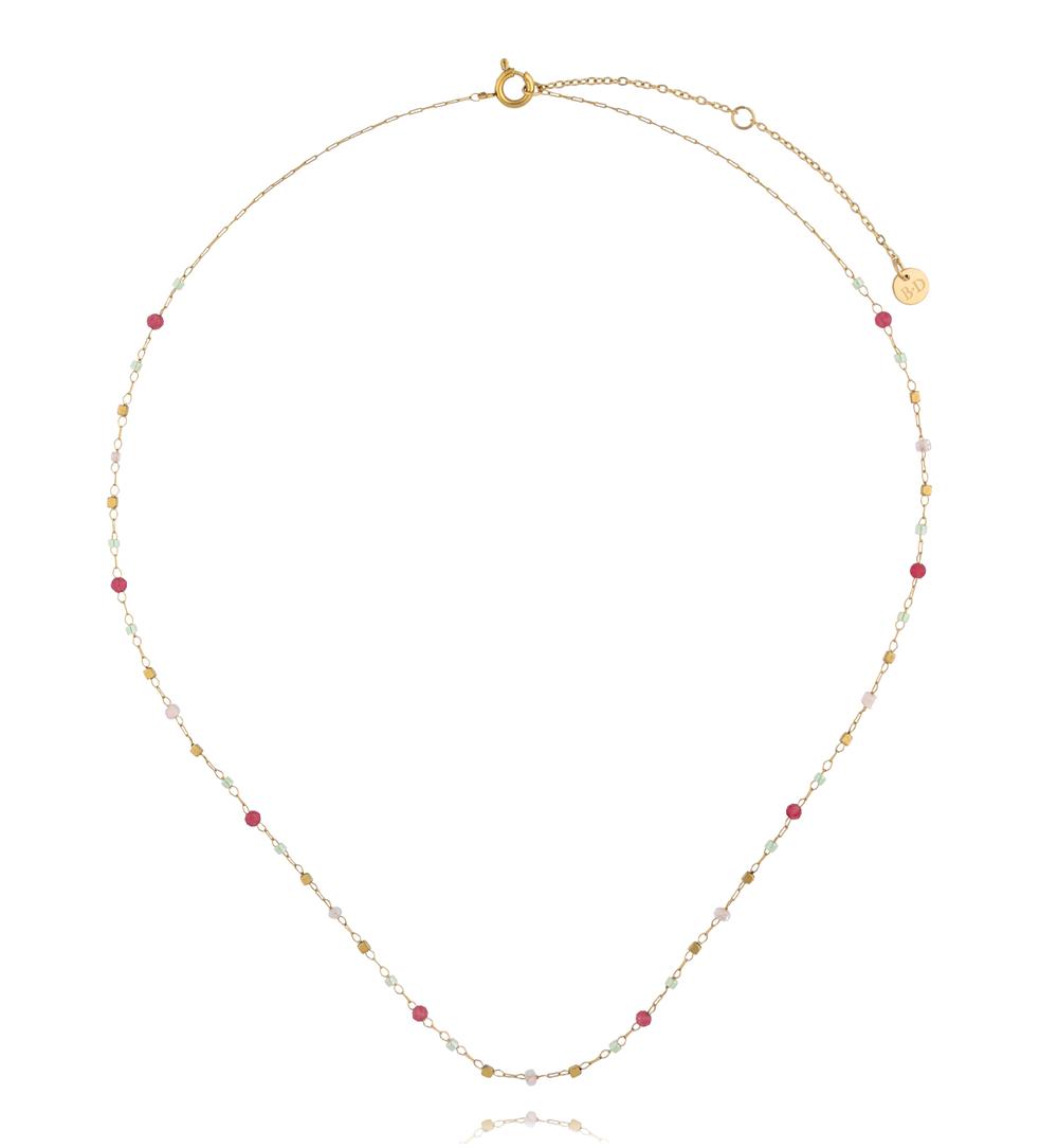 Naszyjnik na złotym łańcuszku z kolorowym jadeitem NEA0089