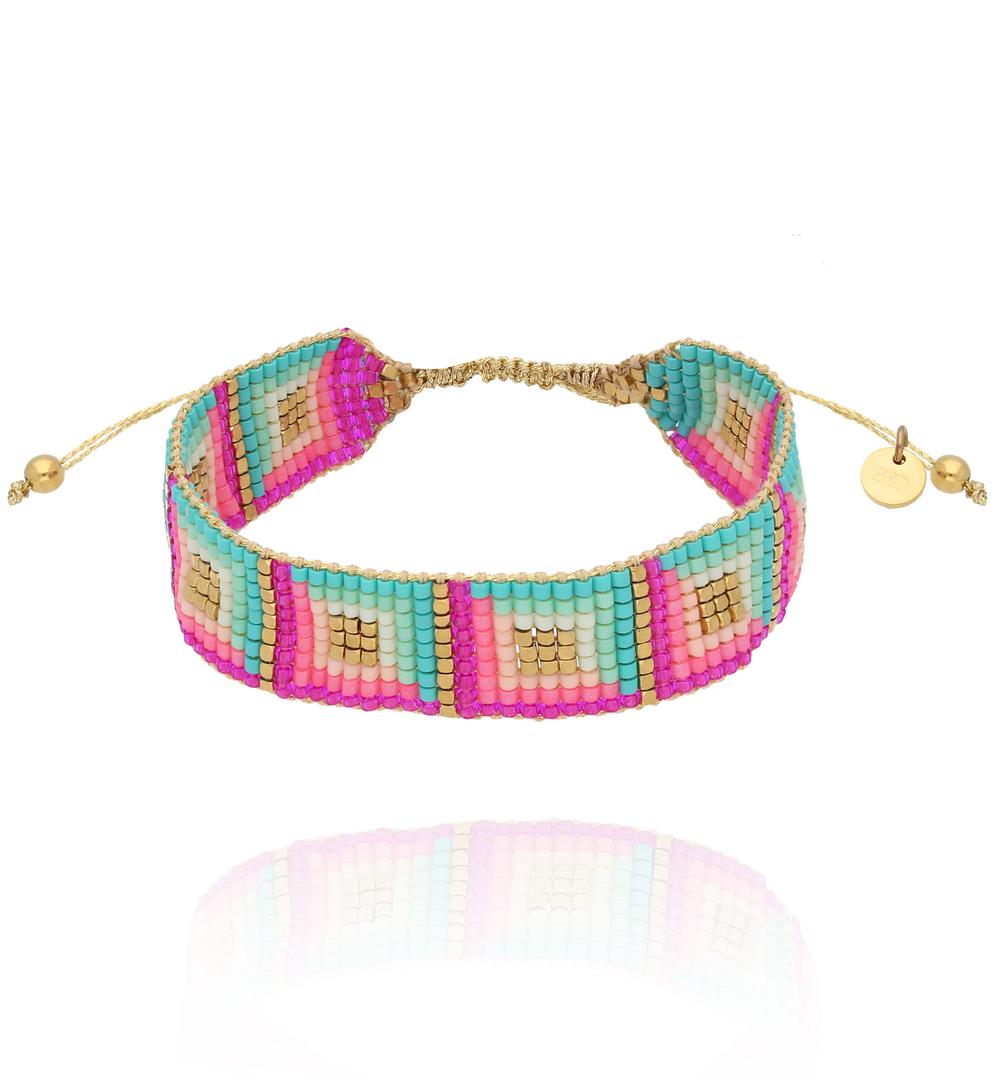 Bransoletka różowo turkusowa z koralikami Miyuki Eternal BSC1847