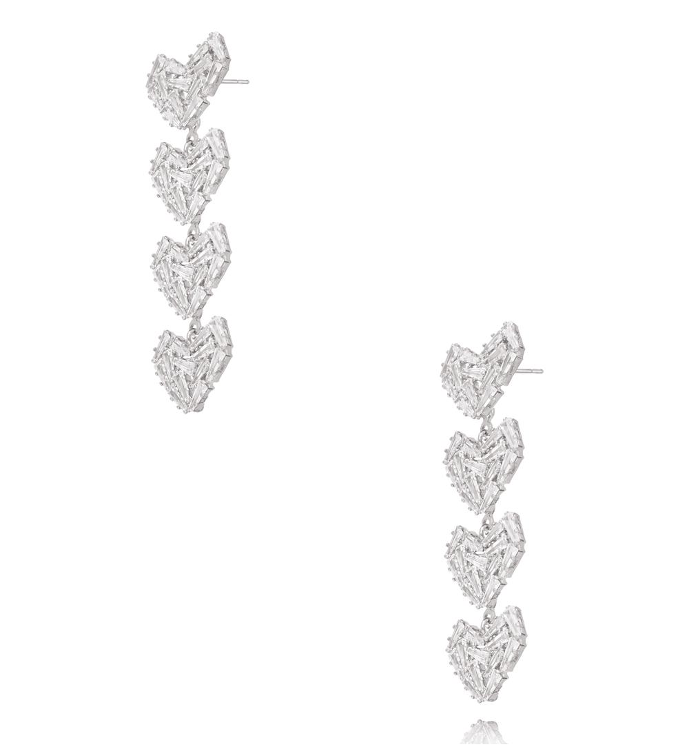 Kolczyki z kaskadą serc z kryształów KLU0187