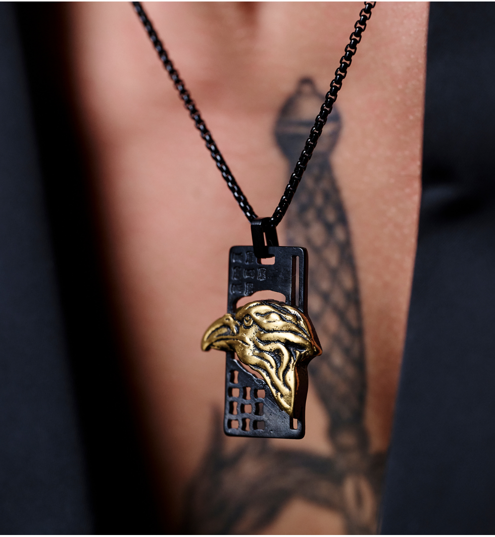 Naszyjnik męski ze złotym orłem Telem NMITC0168