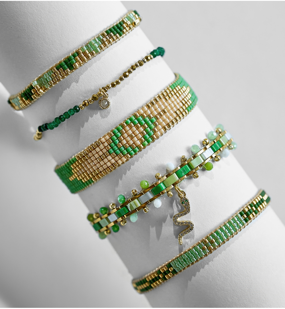 Bransoletka zielono złota z koralikami Miyuki Naoko BSC1612