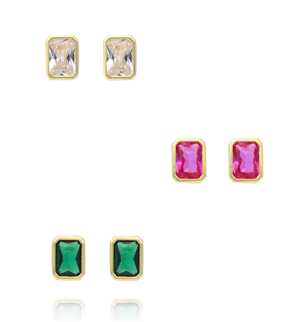 Zestaw kolczyków pozłacanych z kolorowymi cyrkoniami KLT0025