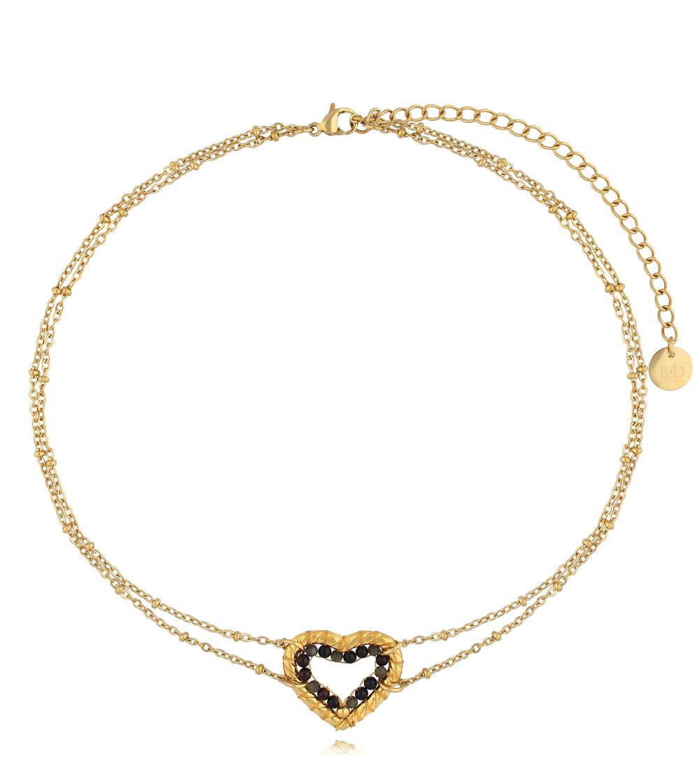 Choker z sercem czarny Beades NBI0025