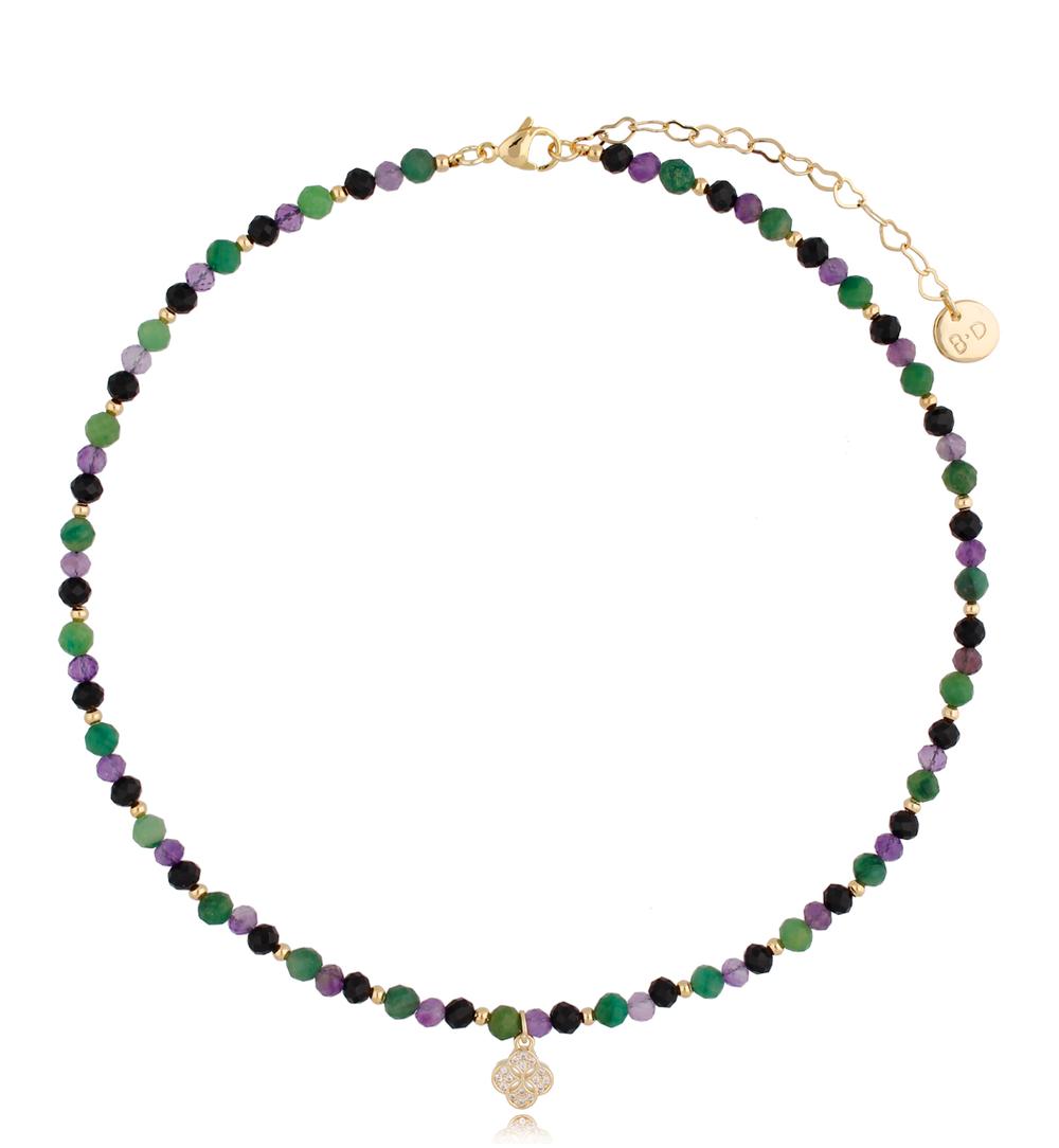 Naszyjnik z ametystem i agatem Ellie NTW0302