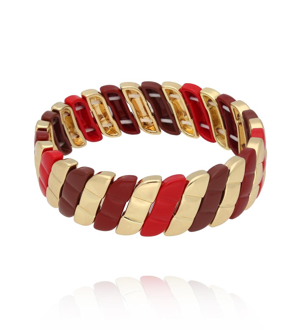 Bransoletka modułowa w czerwieniach i złocie BCR0060