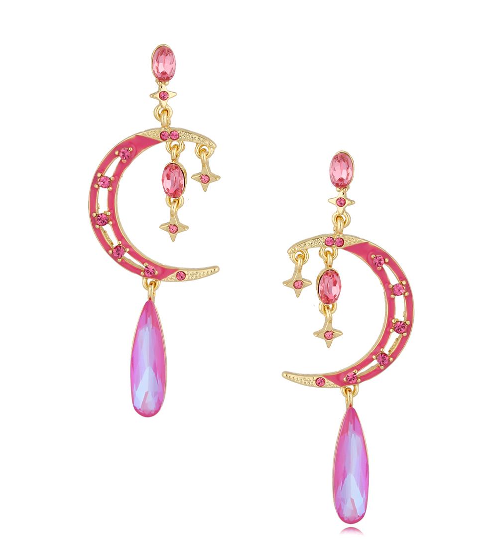 Kolczyki księżyce różowo fioletowe Thea KRG0853