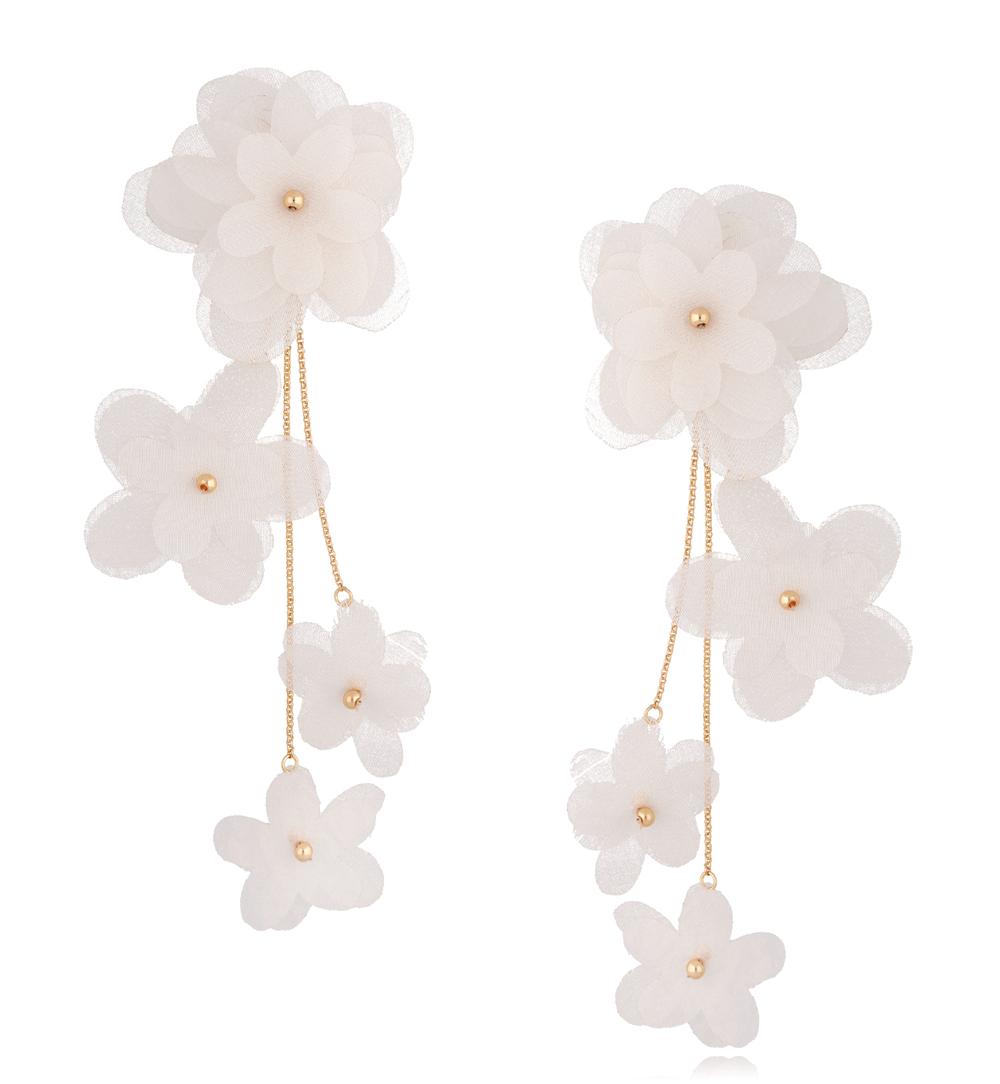 Kolczyki satynowe kwiaty  Blossom Ecru Primerose KBL0872