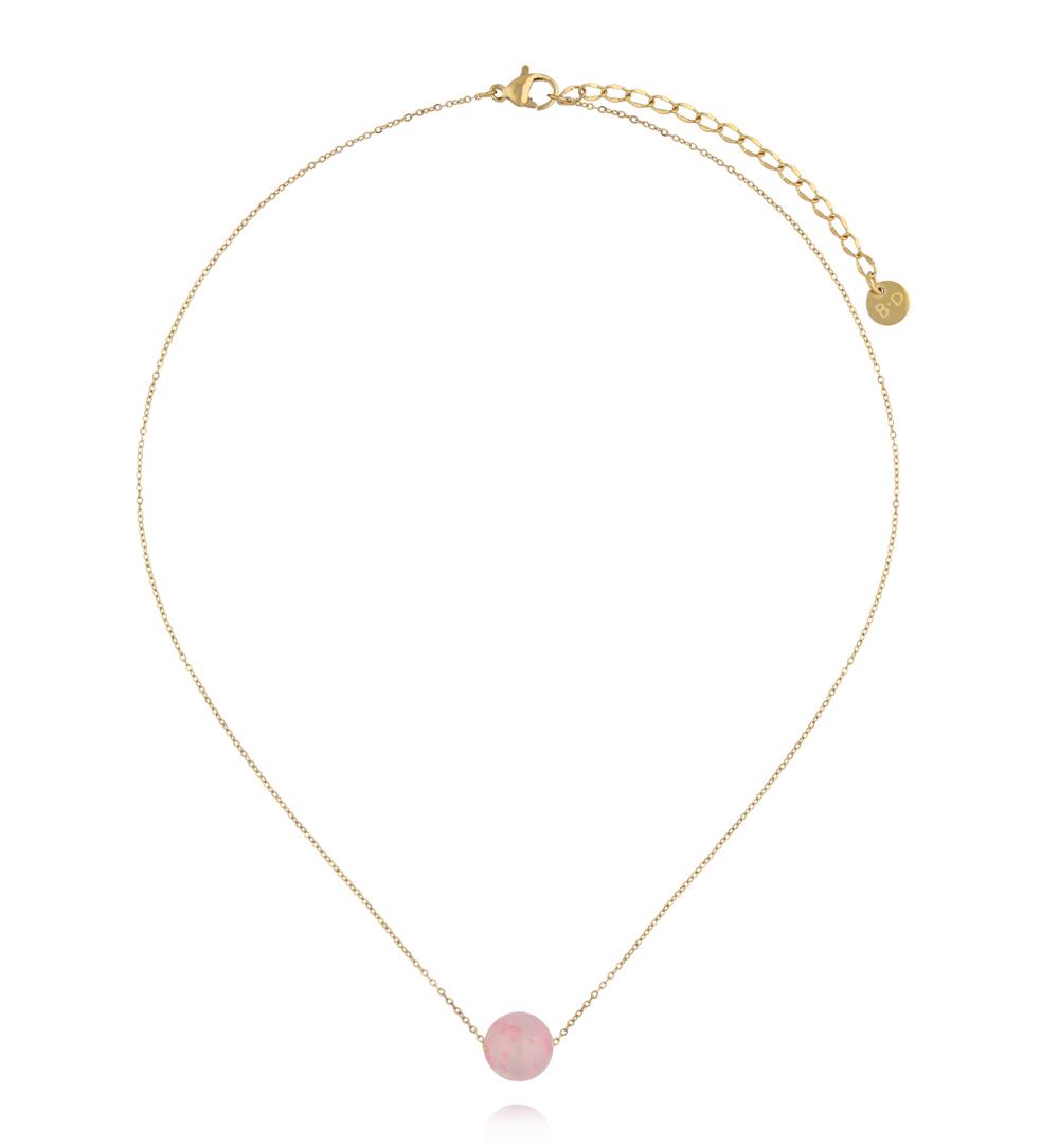 Naszyjnik z różowym agatem na delikatnym łańcuszku NLB0335