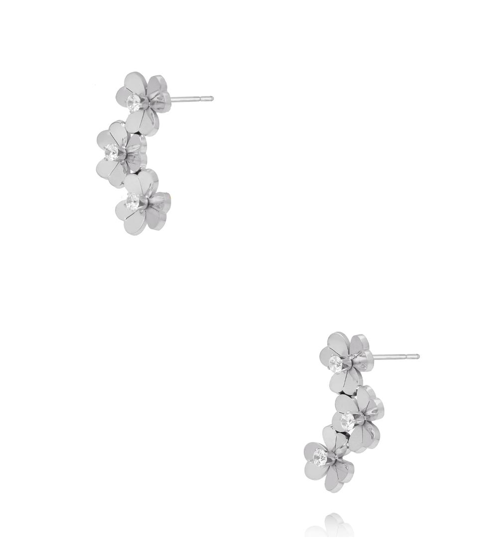 Kolczyki z kwiatuszkami srebrne KSY0696