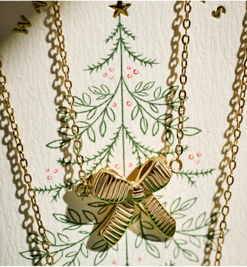 Zestaw świątecznej biżuterii ze złotymi kokardami ZN0063