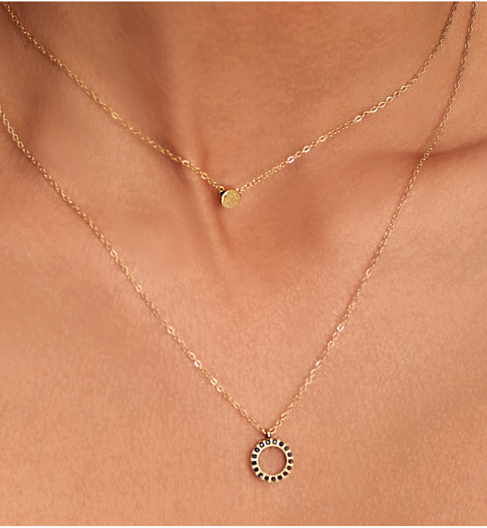 Naszyjnik złoty z kółeczkiem ze stali szlachetnej NSA0041