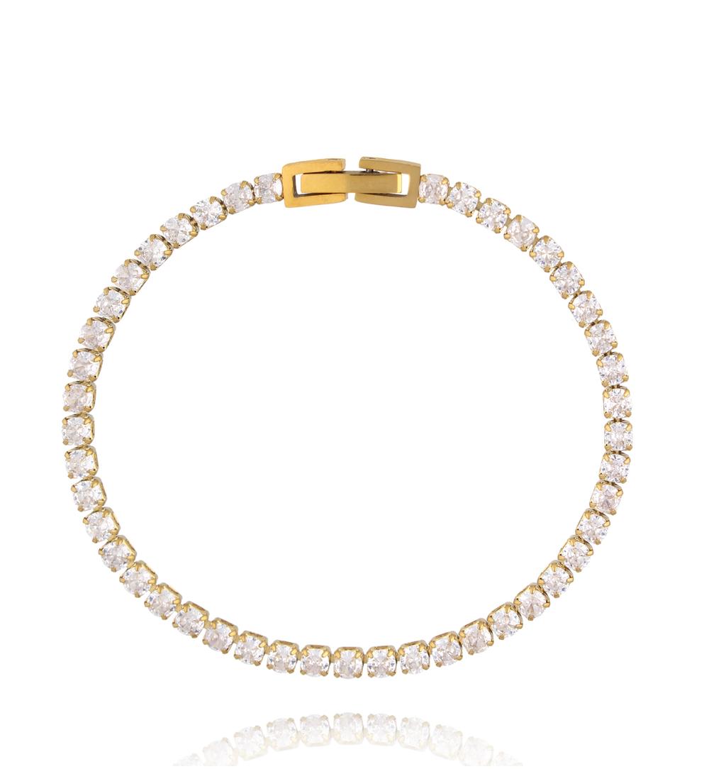 Bransoletka tenisowa z cyrkoniami w złotej oprawie BSY0611