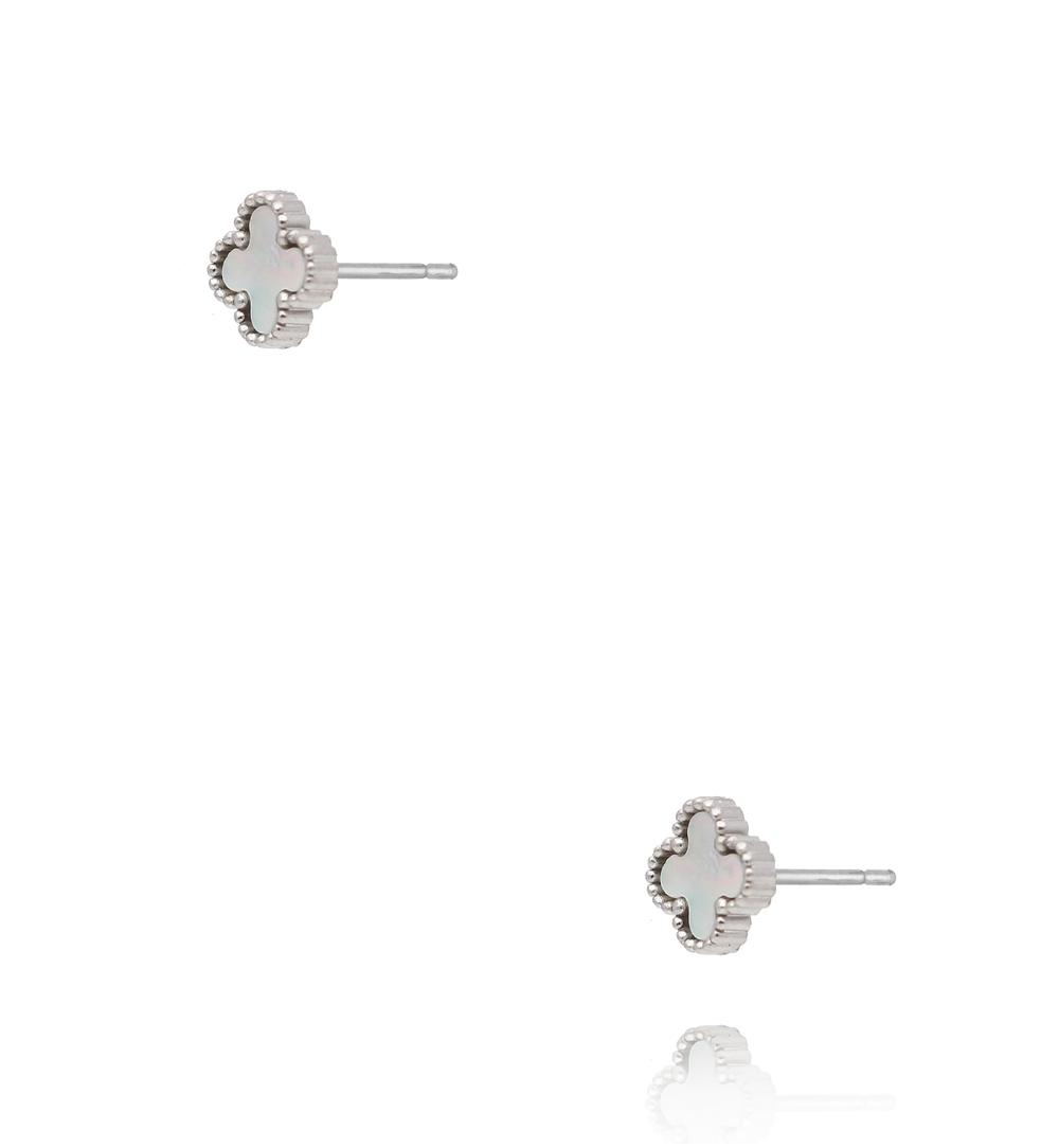 Kolczyki koniczynki srebrne z masą perłową KSY0598