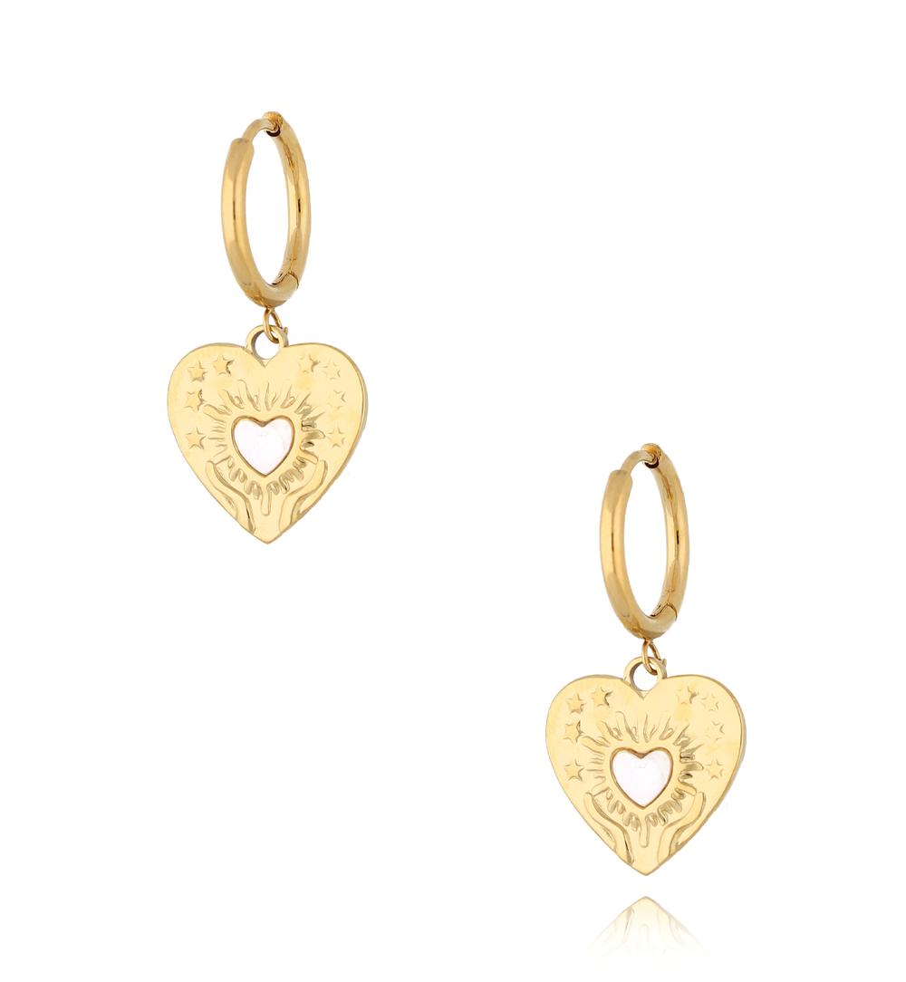 Kolczyki złote z sercami Espérance KSY0013
