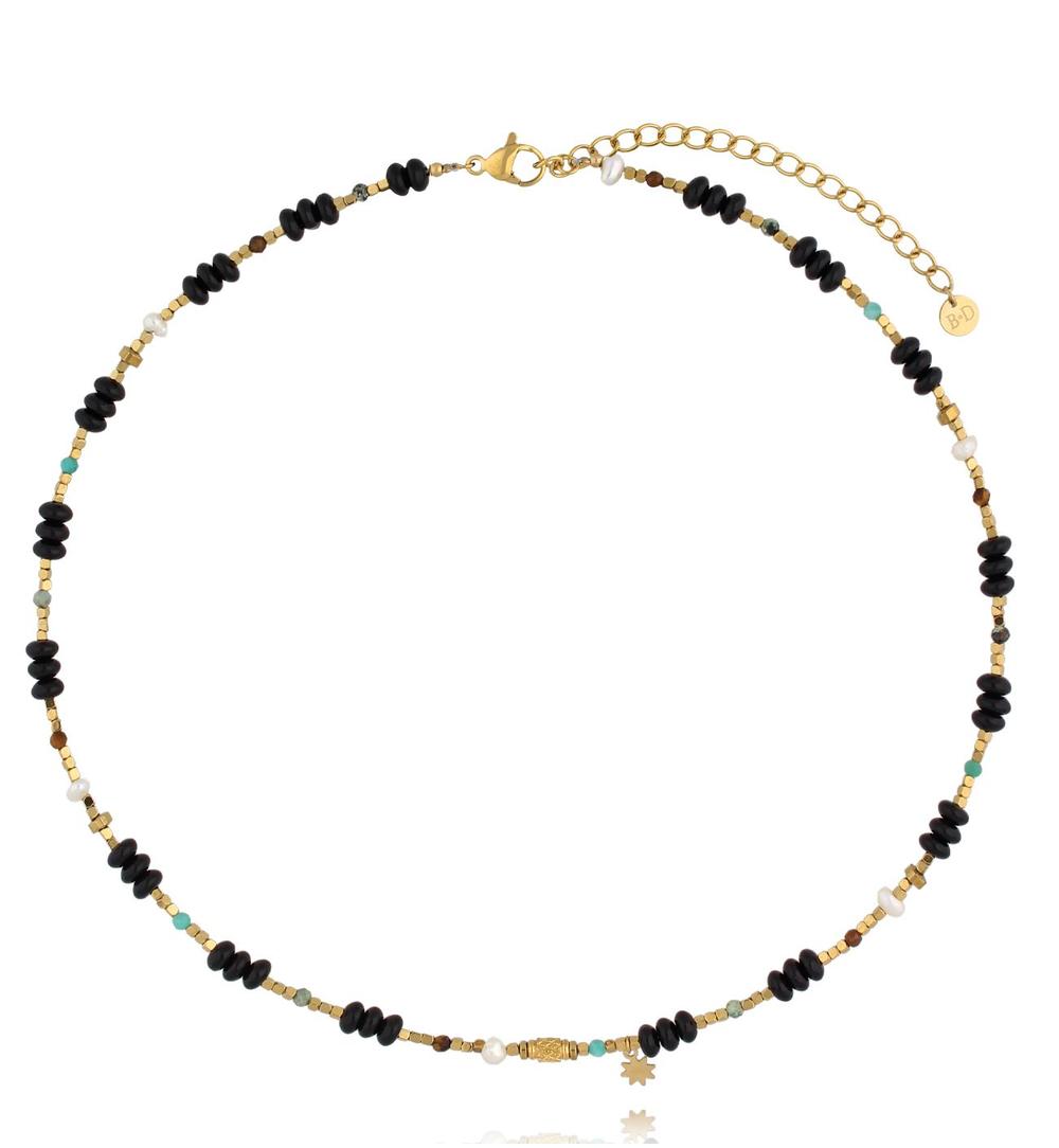 Zestaw biżuterii z czarnych kamieni naturalnych ZN0193