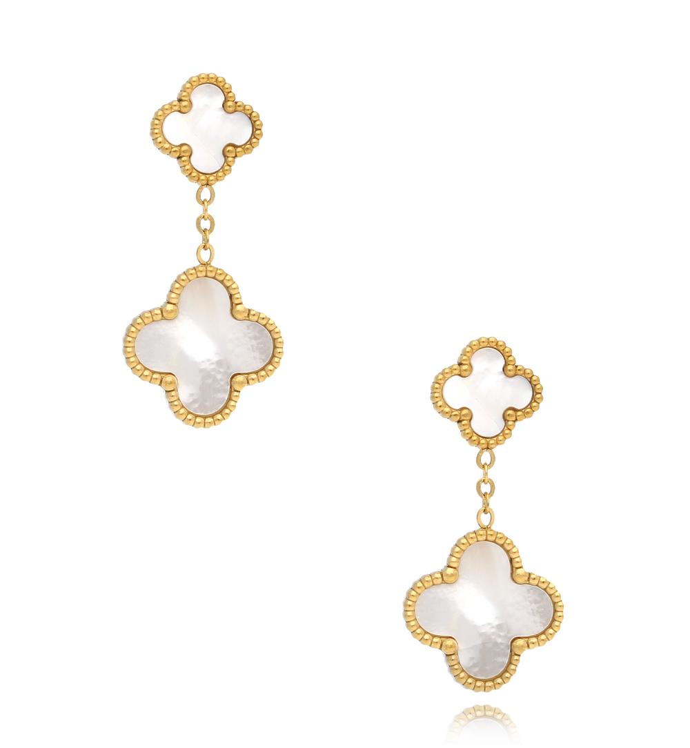 Kolczyki z perłowymi koniczynkami Pearl Clover KSY0022