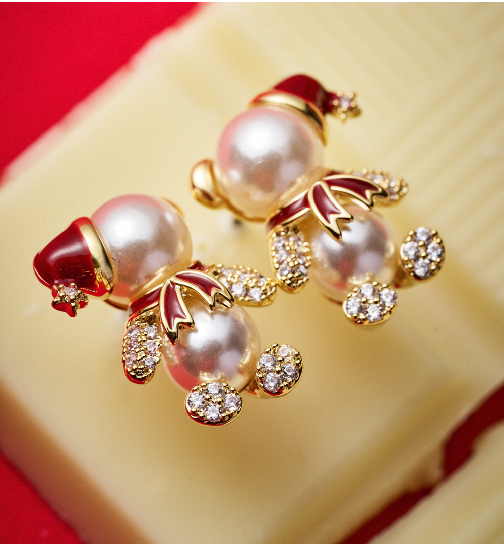 Kolczyki świąteczne z misiami z perełek KSY0298