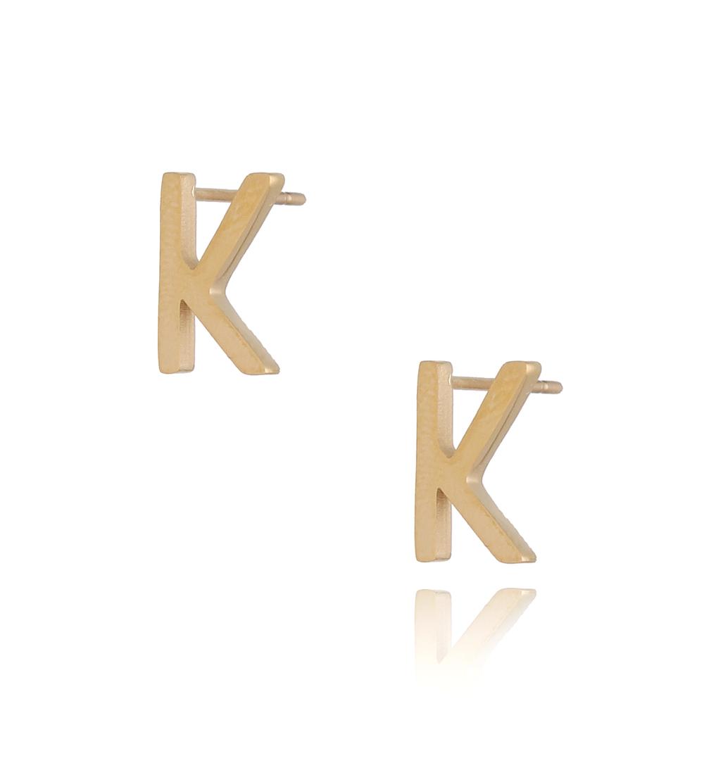 Kolczyki wkrętki złote  z literką  K KAT0063