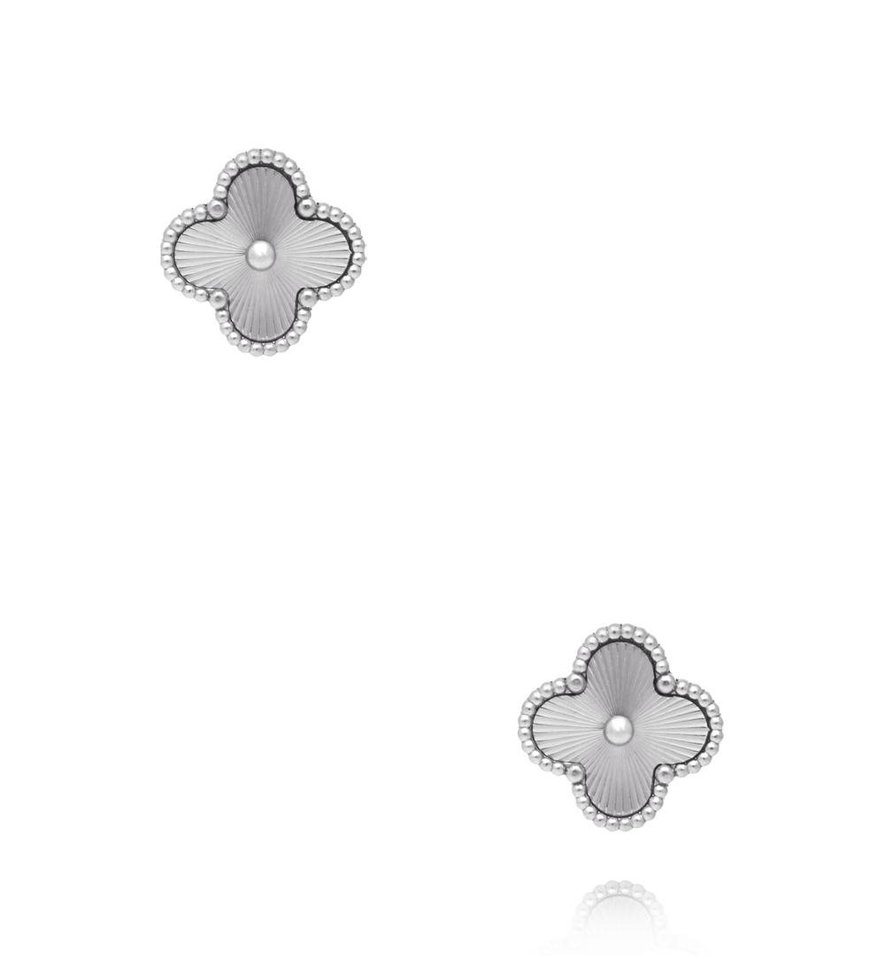 Kolczyki w kształcie koniczyny srebrne KSY0594