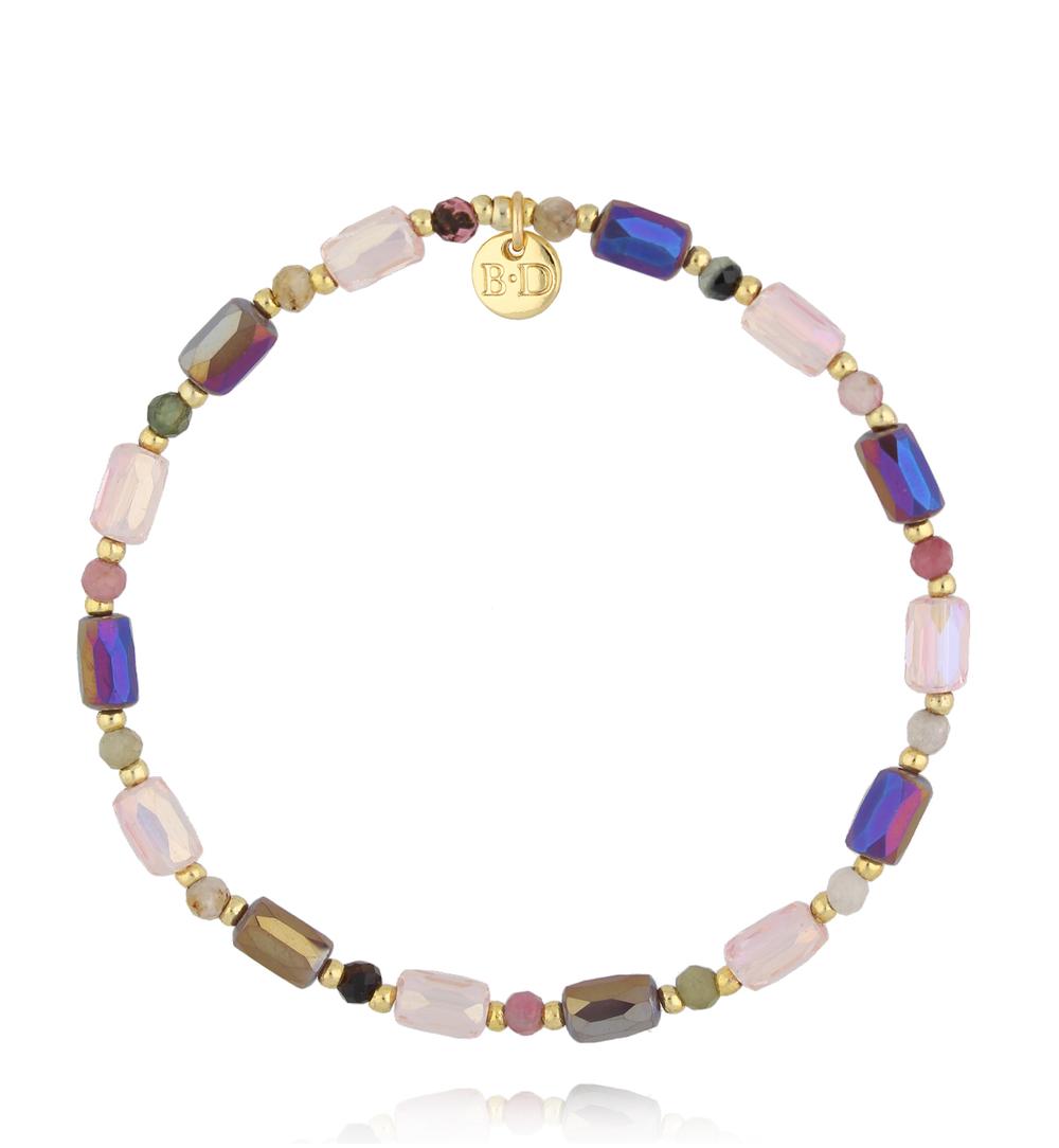 Bransoletka kryształkami fioletowo różowa BSC2058