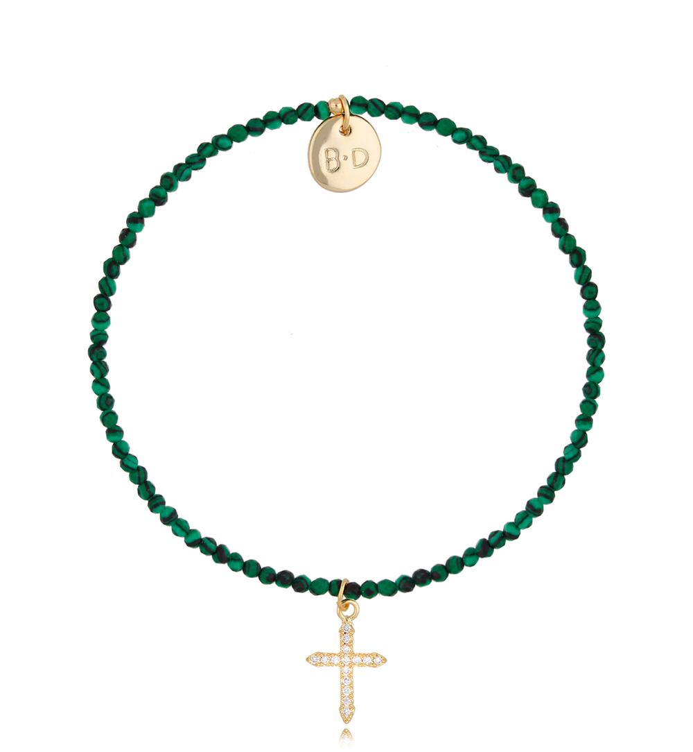 Bransoletka z malachitami i krzyżykiem Lifestyle BTW1099