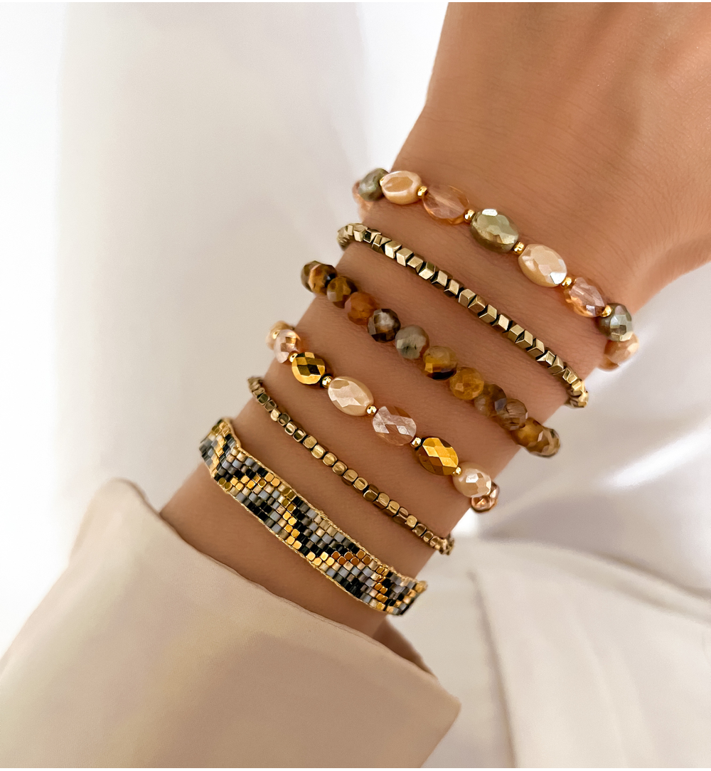 Bransoletka szaro złota z koralikami Miyuki Tomoko BSC1843