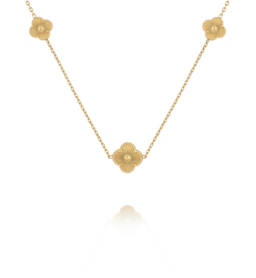 Naszyjnik długi ze złotymi koniczynkami NSY0706