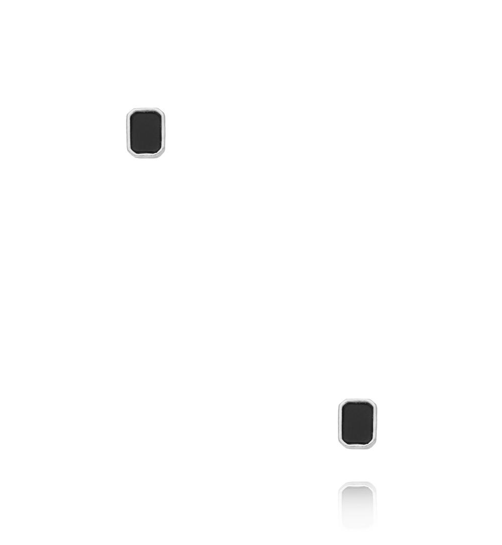 Zestaw kolczyków w srebrnym odcieniu z czarnymi cyrkoniami KMB0001