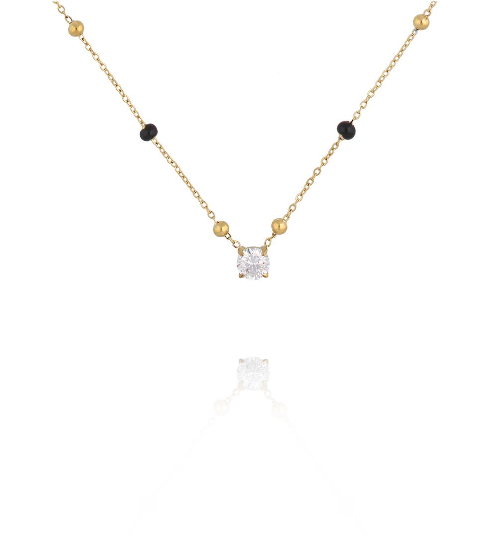 Naszyjnik z cyrkonią i czarnymi akcentami NSY0629