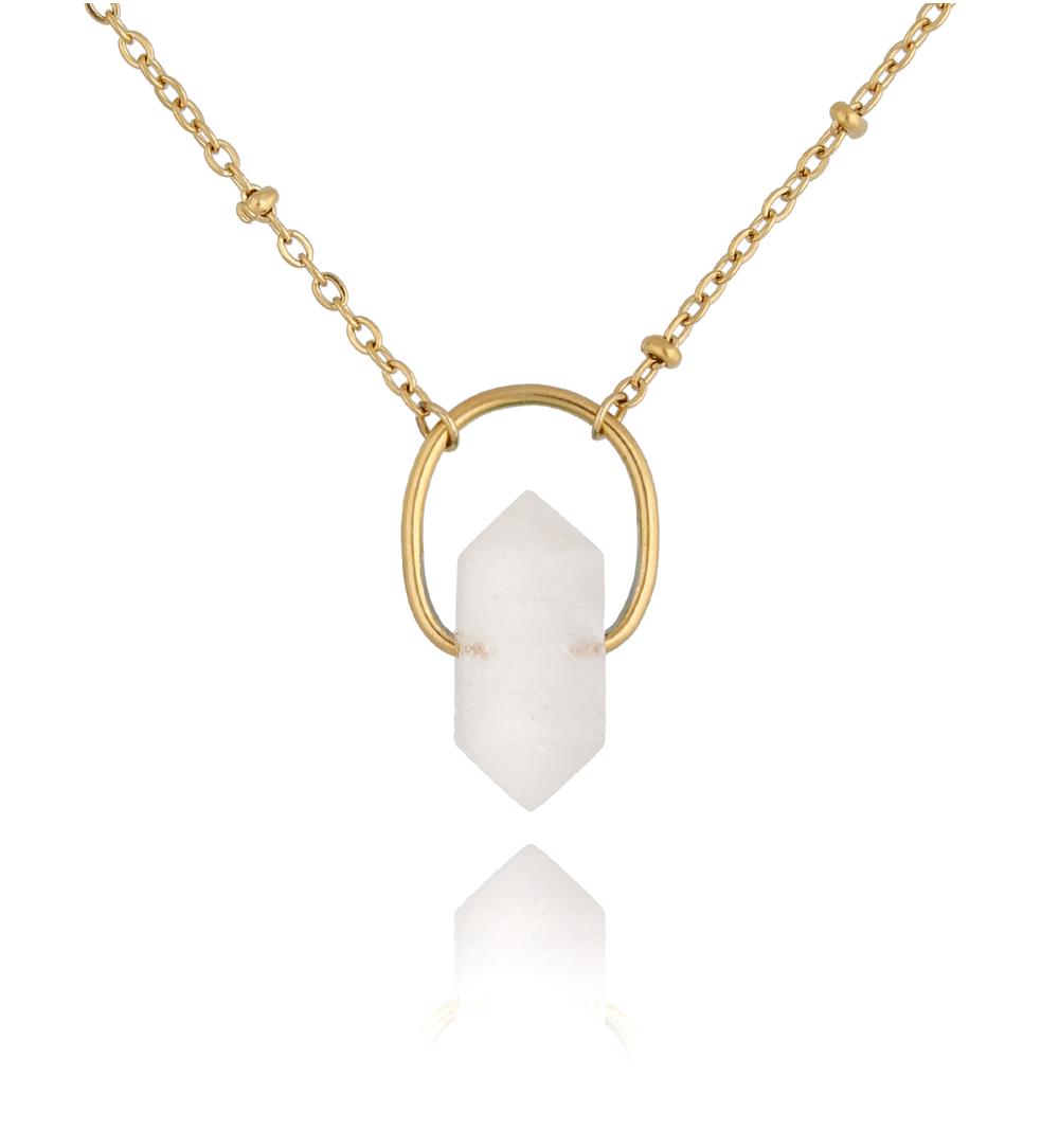 Naszyjnik z kryształem górskim Gold Shelly NLB0250