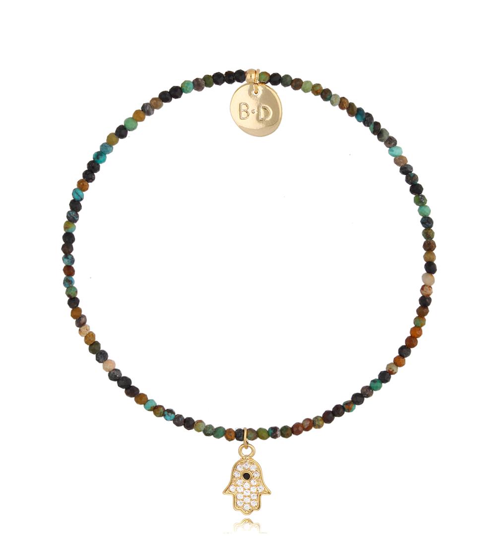 Bransoletka z turkusami i ręką Fatimy Lifestyle BTW1143