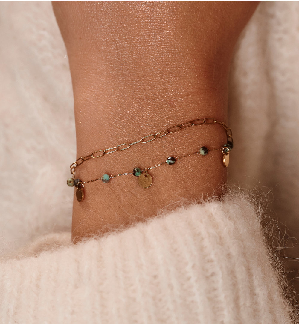 Bransoletka z turkusem afrykańskim złota BEA0042