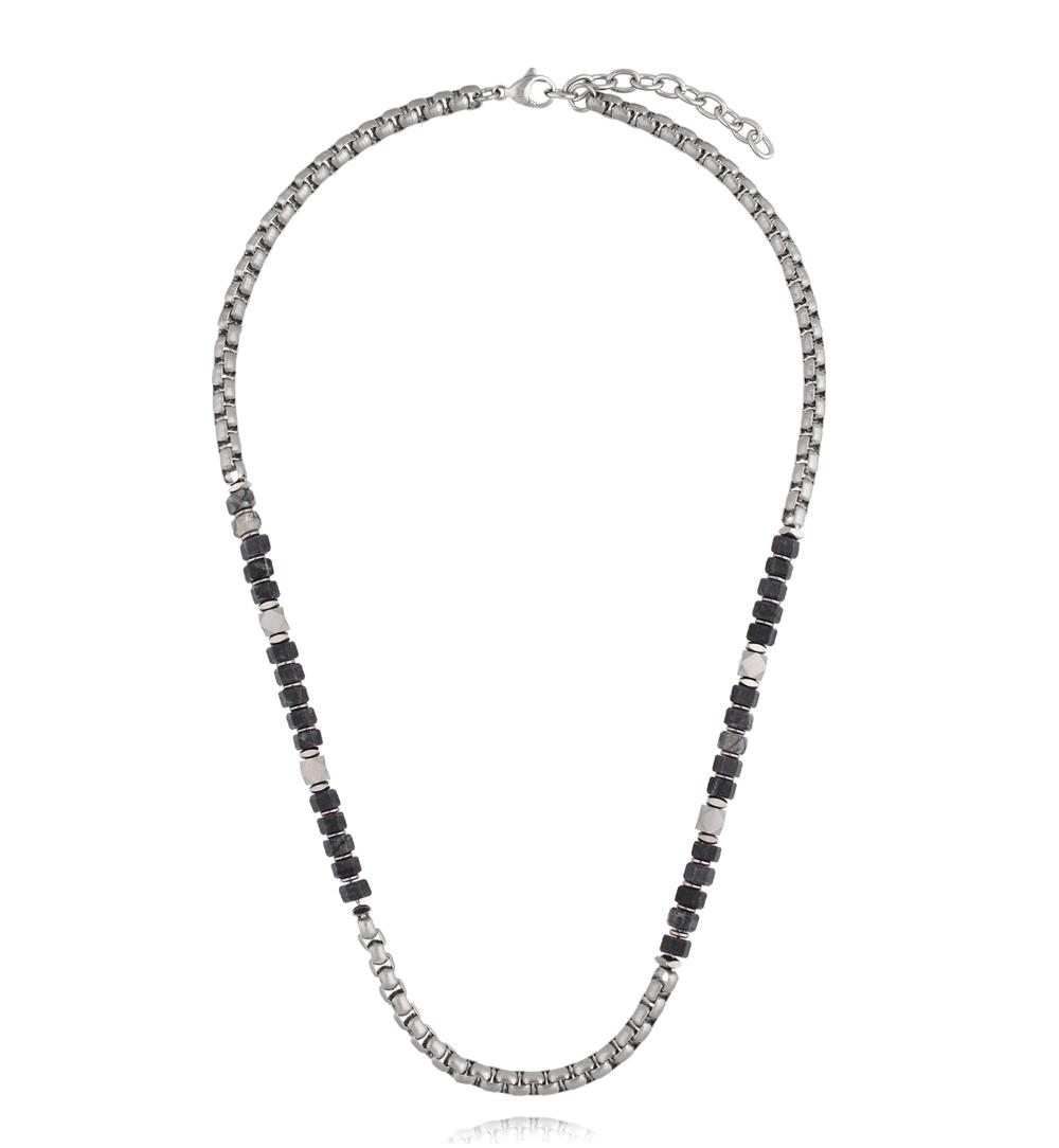 Naszyjnik stalowy w odcieniach srebra i szarości NMITC0250