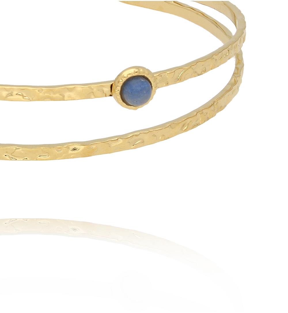 Zestaw złotych bransoletek z lapisem lazuli Z0554