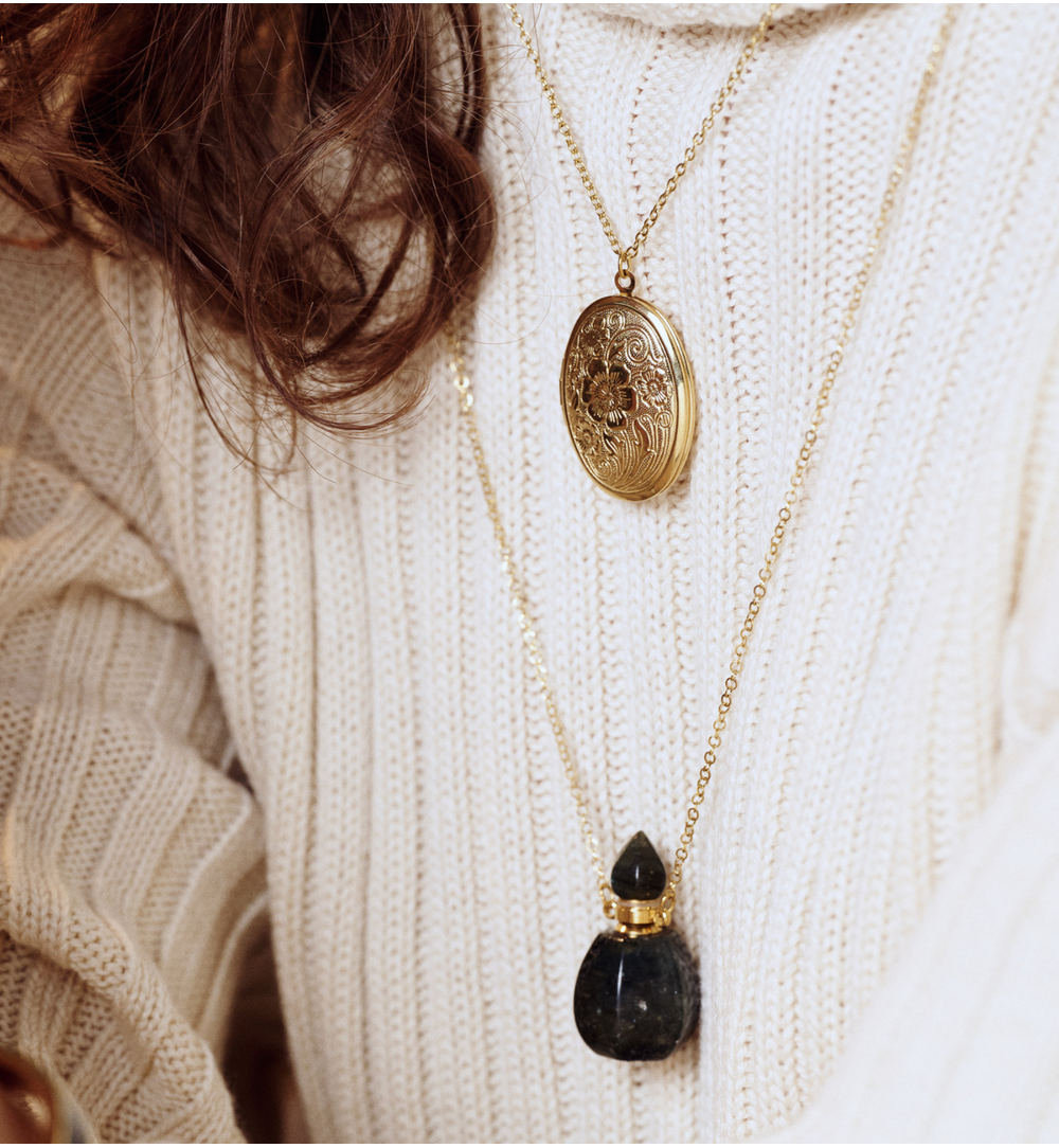 Naszyjnik z perfumetką z labradorytu NLB0365